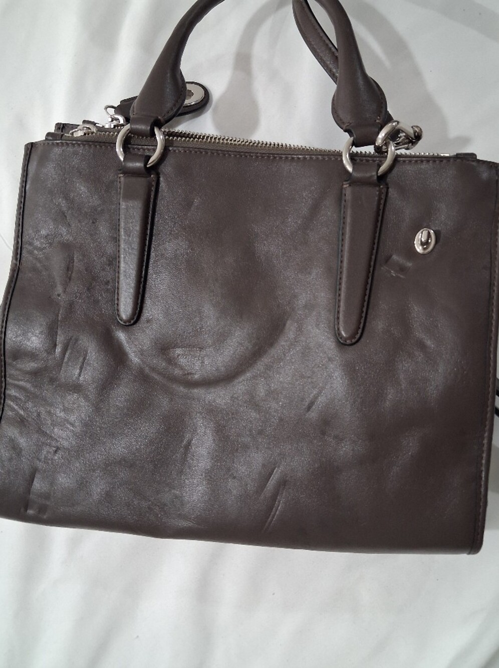 Coach Crosby Carryall Brown Leather Crossbody Satchel with Top Handles - Picture 4 of 12